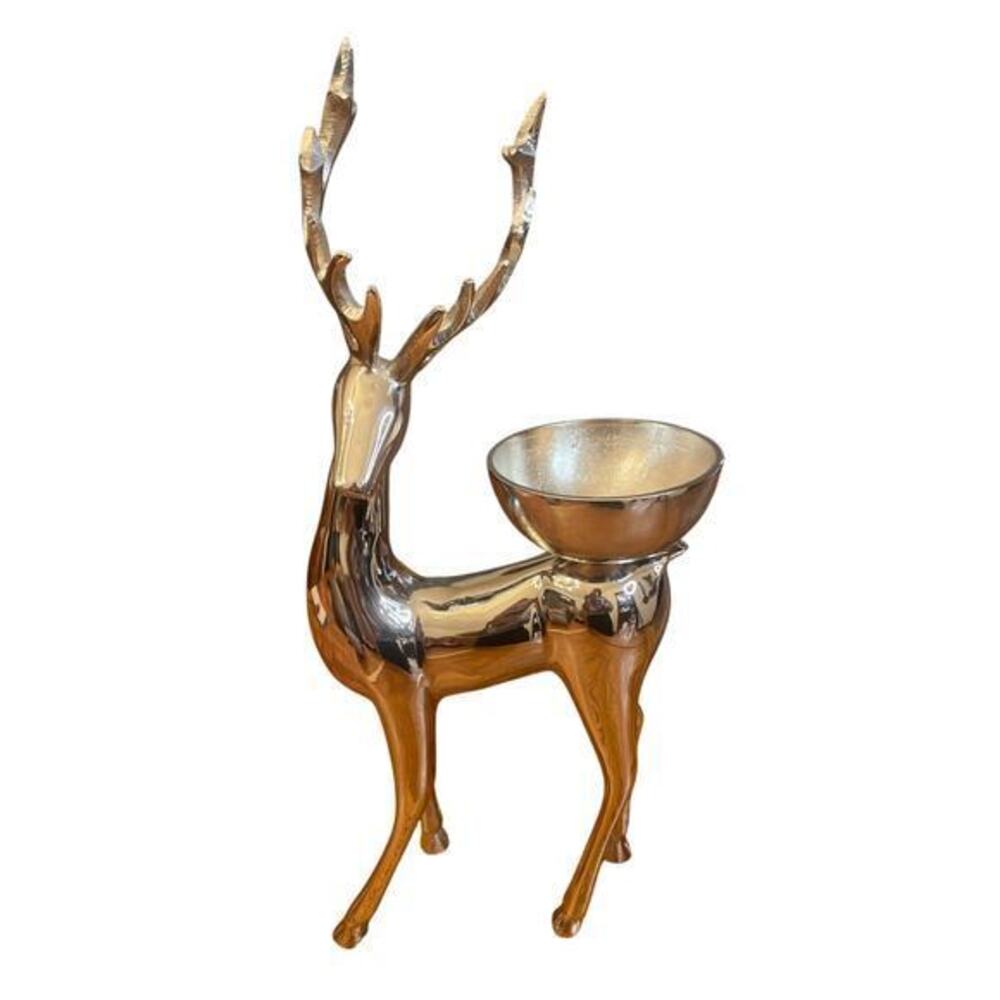 Silver plated large standing Stag with Bowl